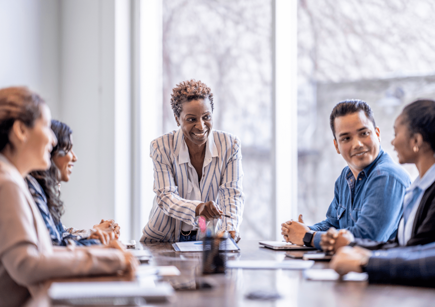 woman leading meeting