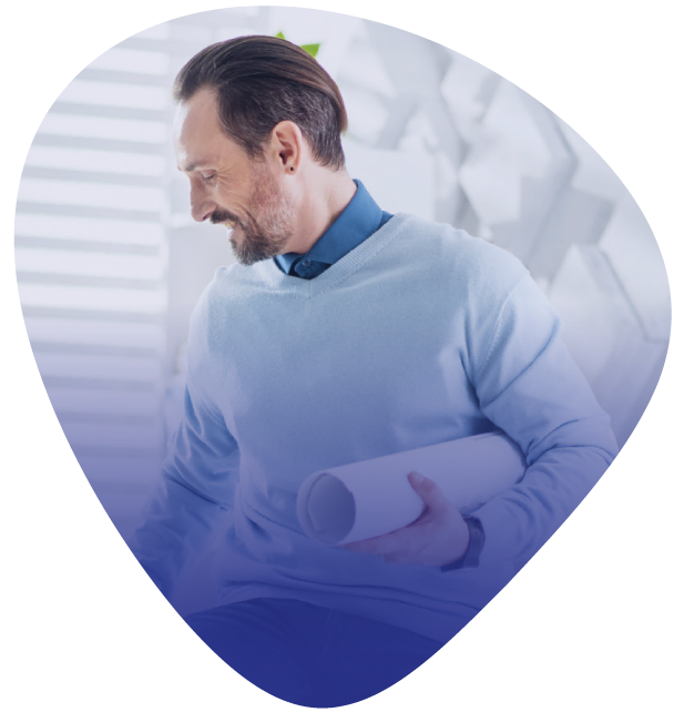 man_holding_rolled_paper_smiling